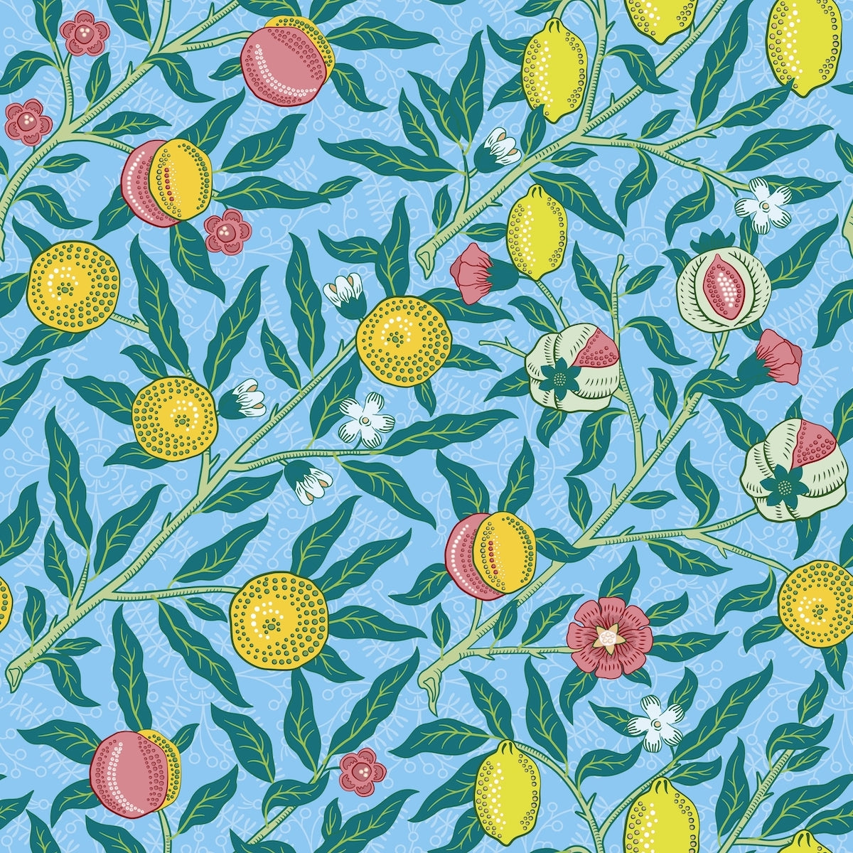 1007 - Fruit Wallpaper - Wedgewood Clear Blue - Morris Collections