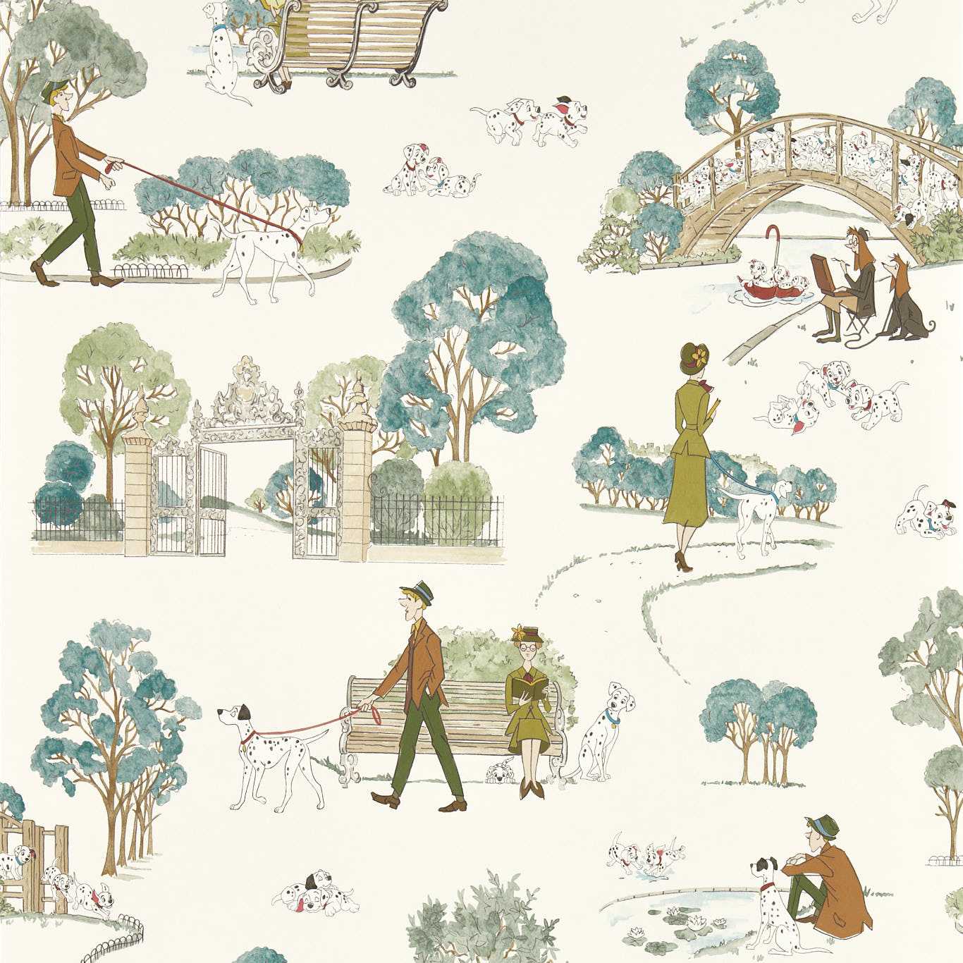 101 Dalmatians Wallpaper - Breeze Blue - DDIW217290 - Sanderson - Premier Wallcovering