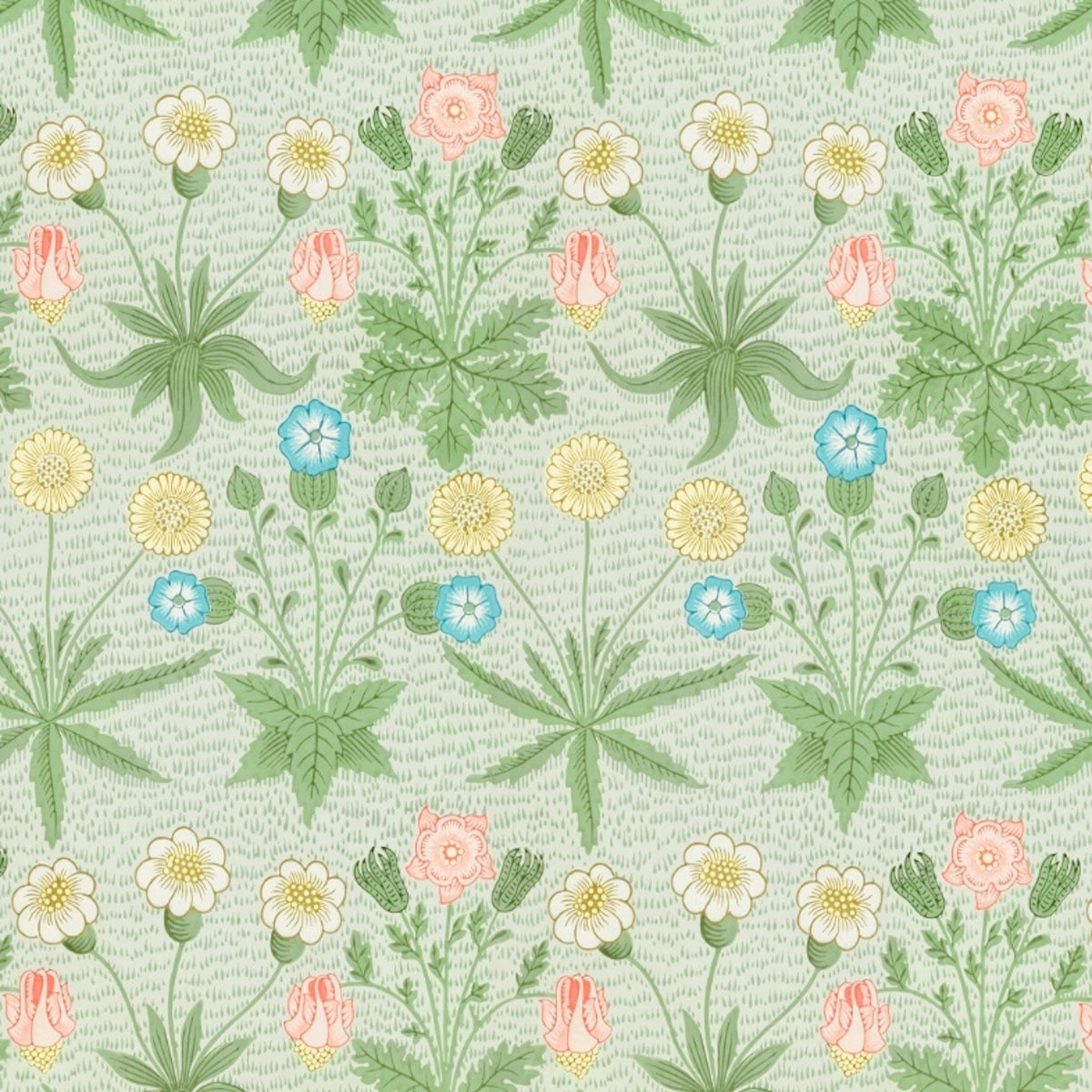 1012 - Daisy Wallpaper - Green - Morris Collections