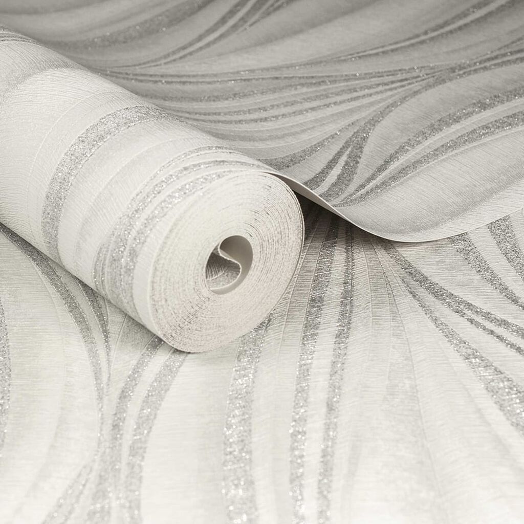 101397 - Tango Wallpaper - White & Silver - Boutique Luxury
