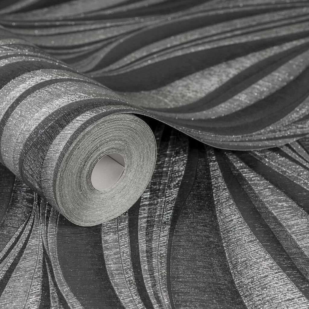 101400 - Tango Wallpaper - Charcoal & Silver - Boutique Luxury