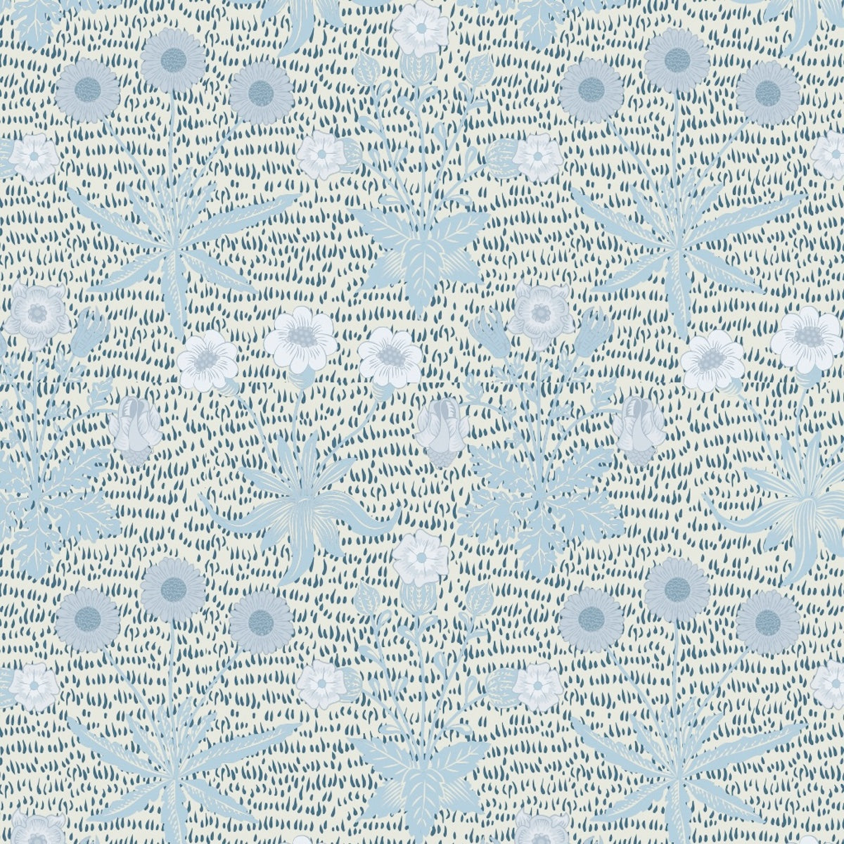 1014 - Daisy Wallpaper - Pastel Blue - Morris Collections