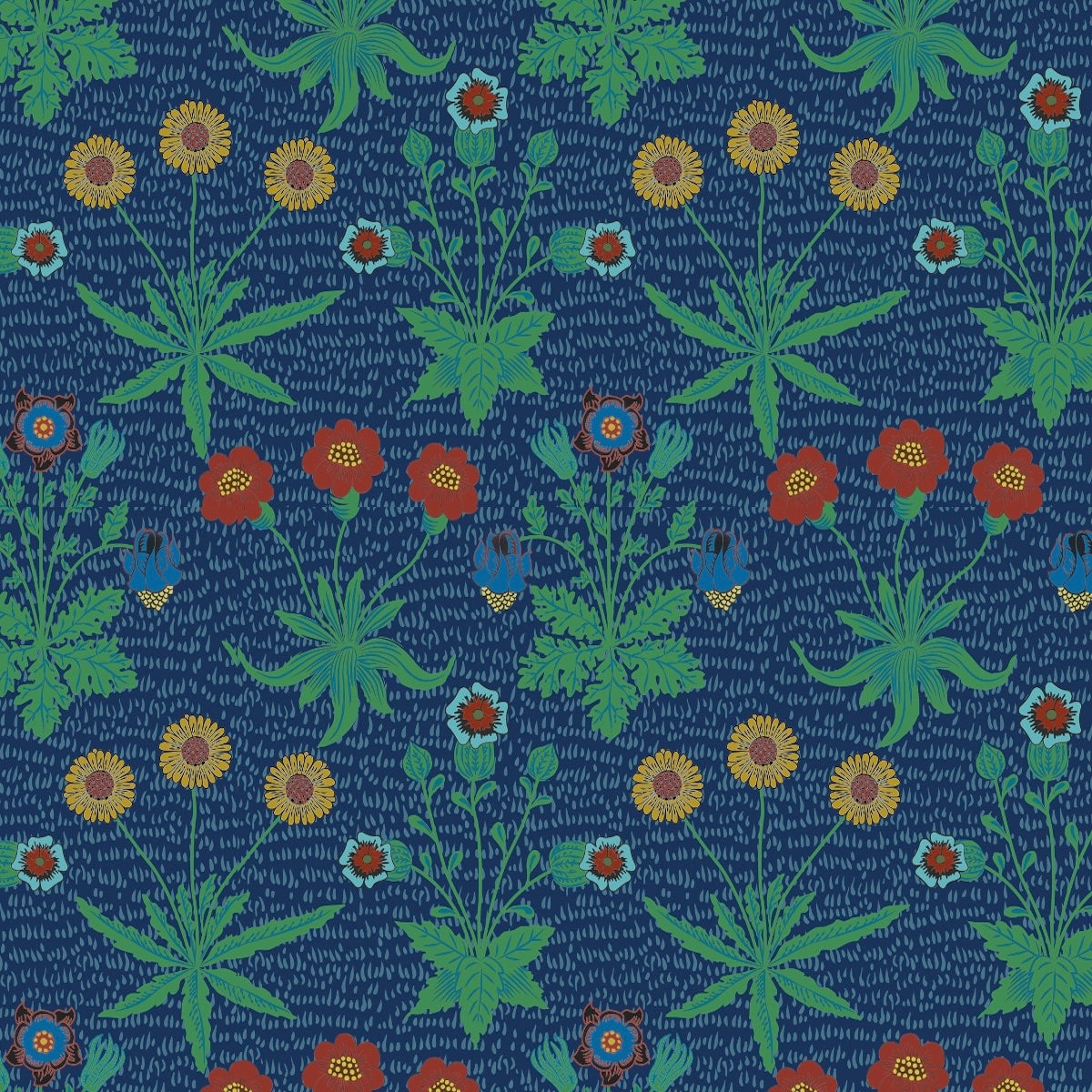 1015 - Daisy Wallpaper - Midnight Blue - Morris Collections