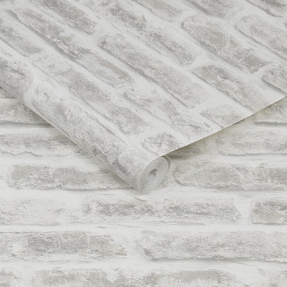 101801 - Realistic Brick Wallpaper - White - Superfresco Easy