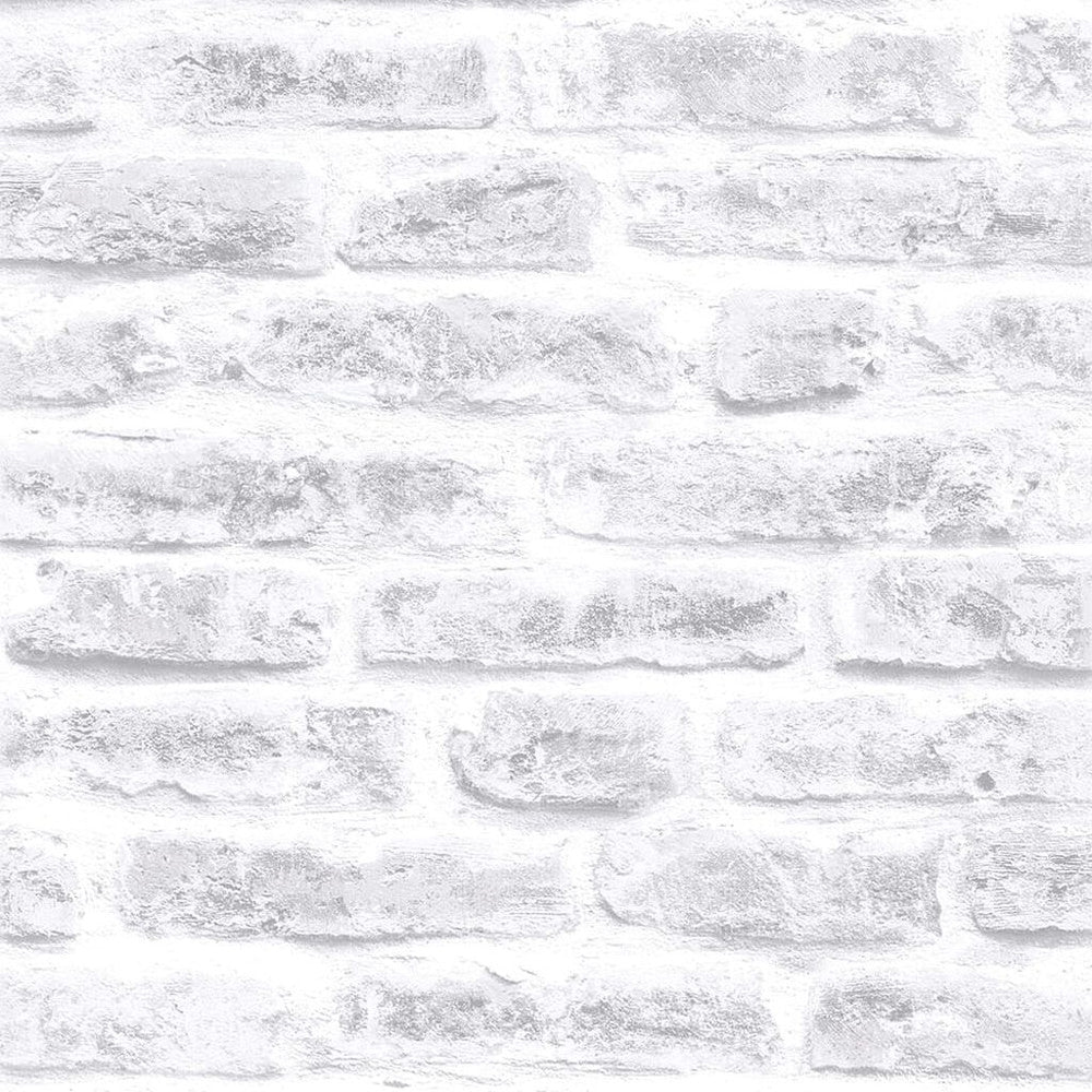 101801 - Realistic Brick Wallpaper - White - Superfresco Easy
