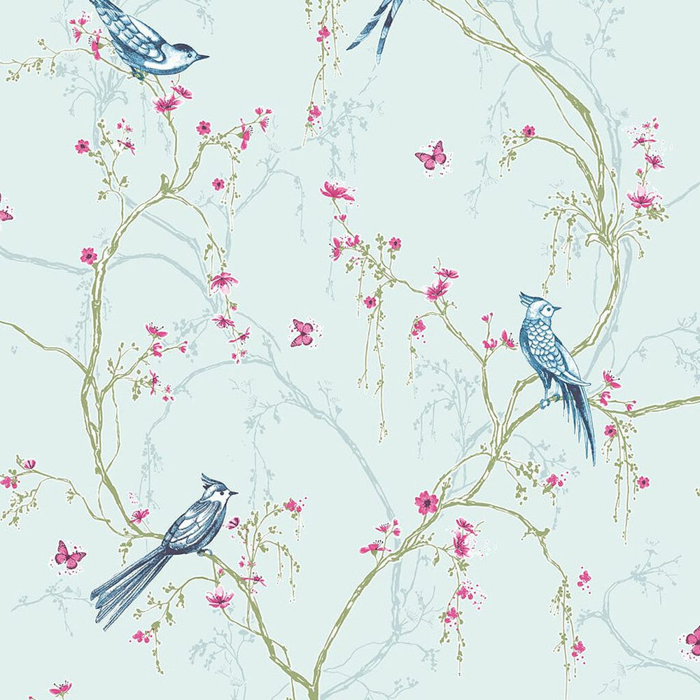 101843 - Songbird Wallpaper - Duck Egg - Superfresco Easy