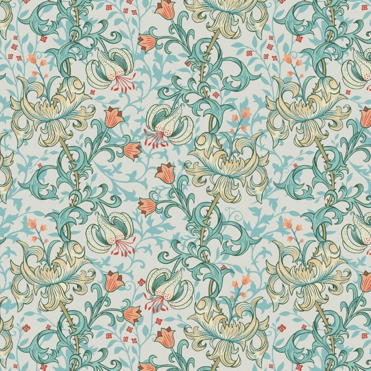 1022 - Golden Lily Wallpaper - Grey Blue - Morris Collections