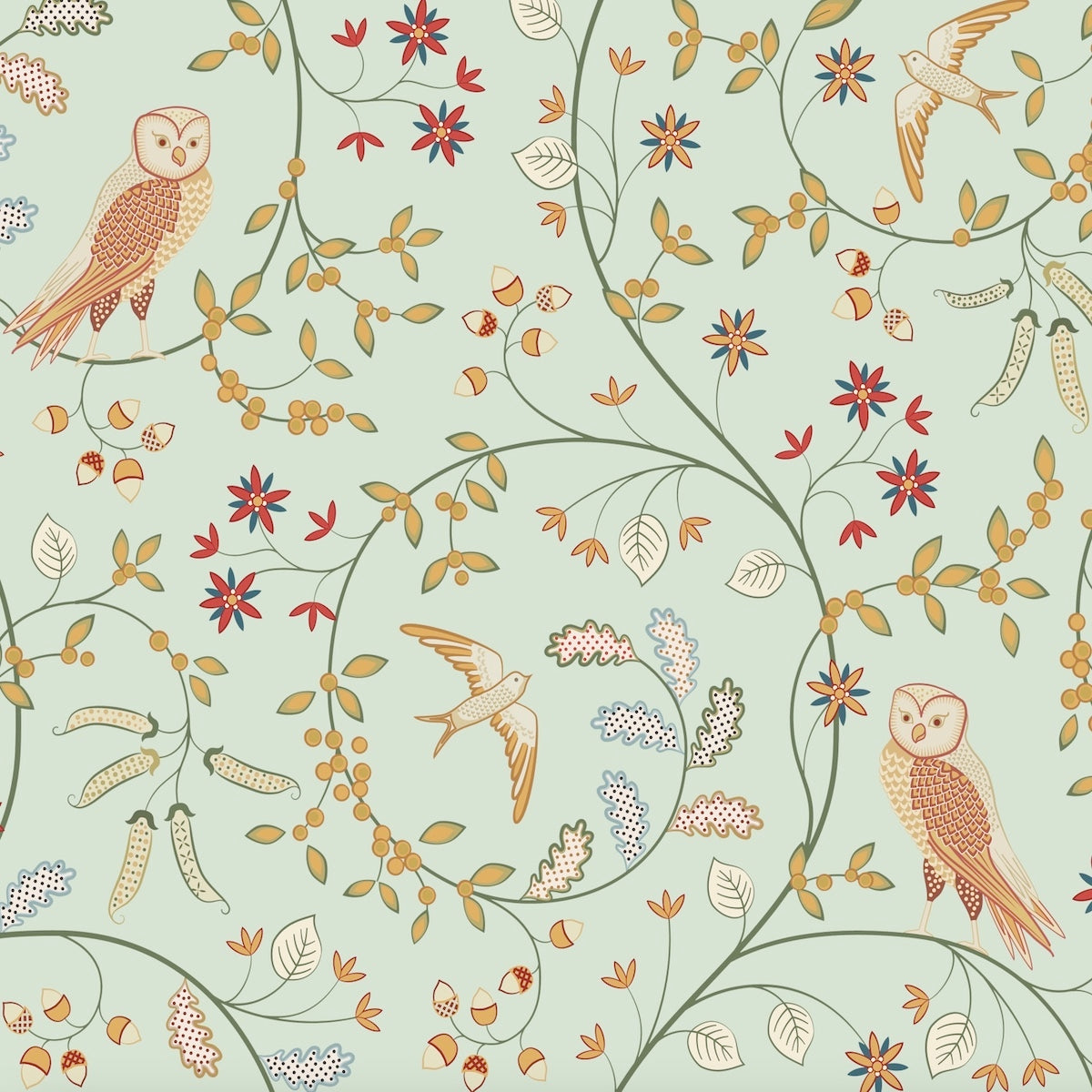 1032 - Newill Wallpaper - Pale Green - Morris Collections