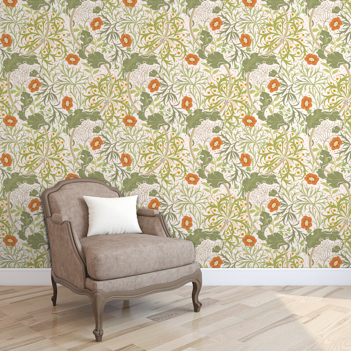 1034 - Seaweed Wallpaper - Ecru-Cream - Morris Collections