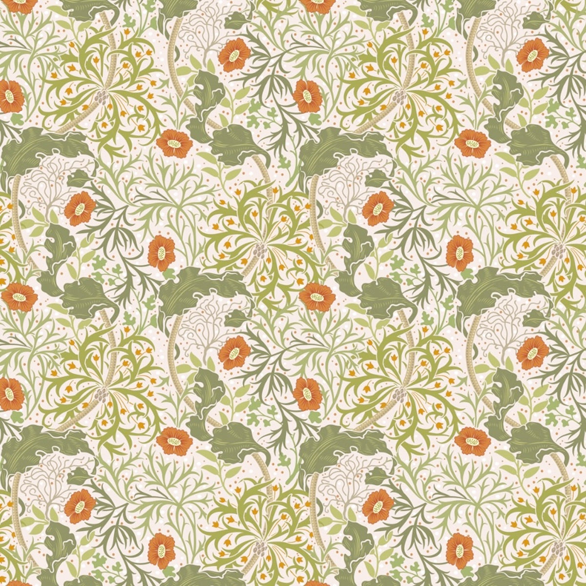 1034 - Seaweed Wallpaper - Ecru-Cream - Morris Collections