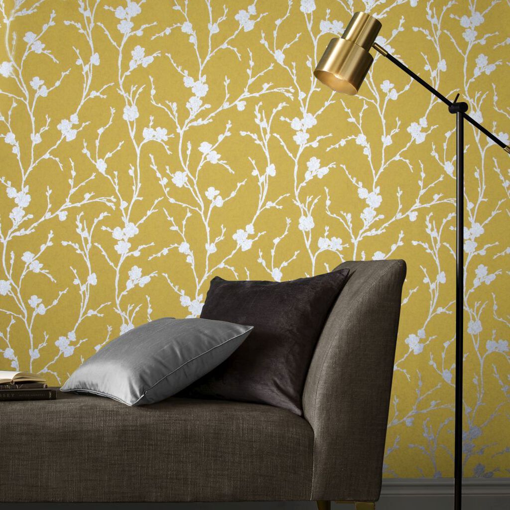 103521 - Meiying Wallpaper - Saffron - Graham & Brown