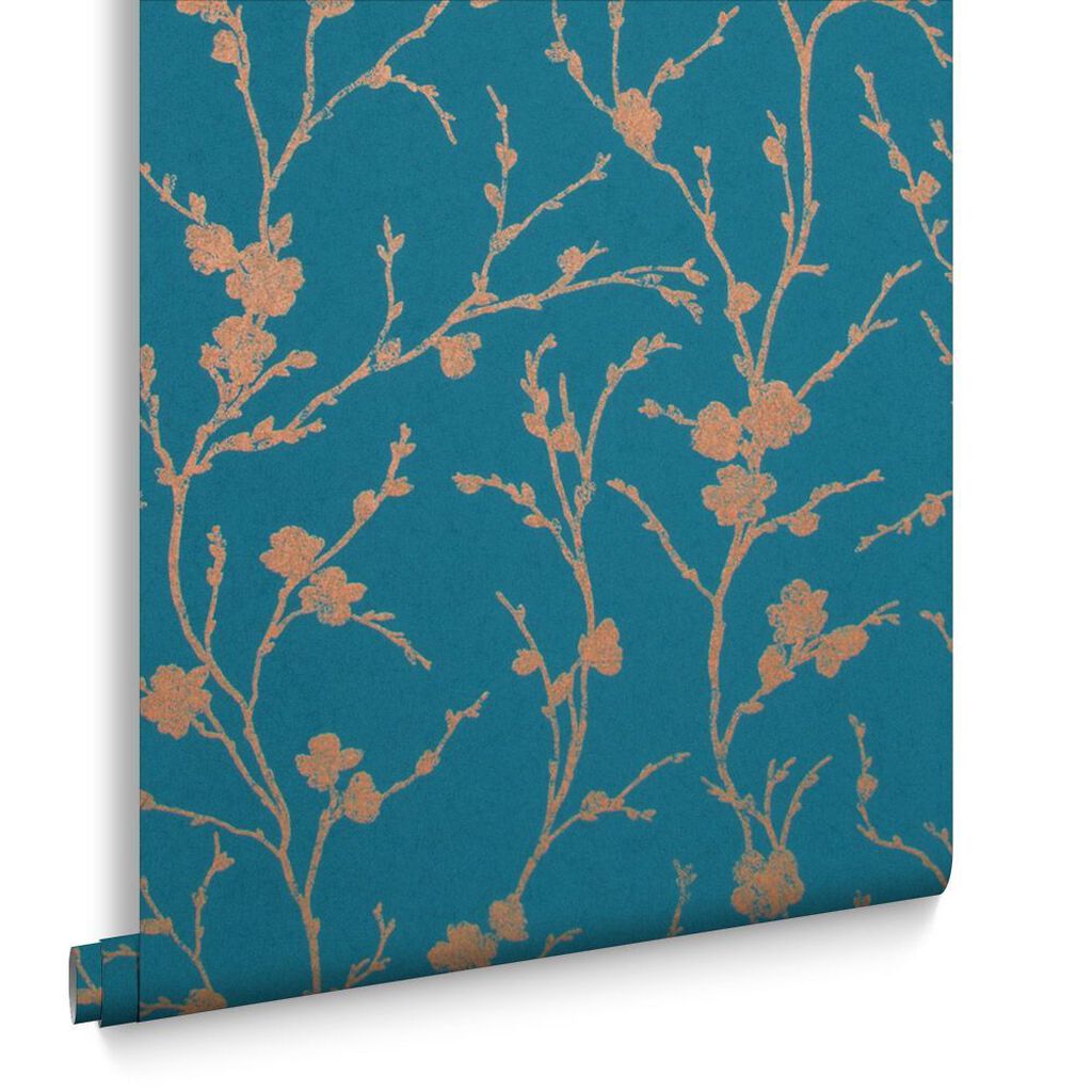 103522 - Meiying Wallpaper - Teal - Graham & Brown