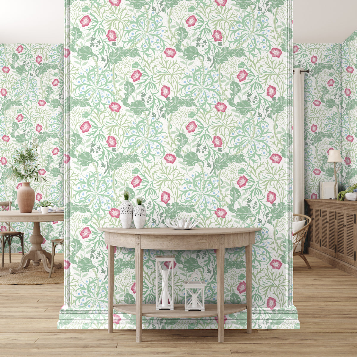 1035 - Seaweed Wallpaper - Ivory-Green - Morris Collections