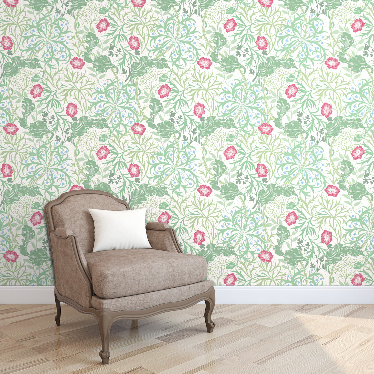 1035 - Seaweed Wallpaper - Ivory-Green - Morris Collections