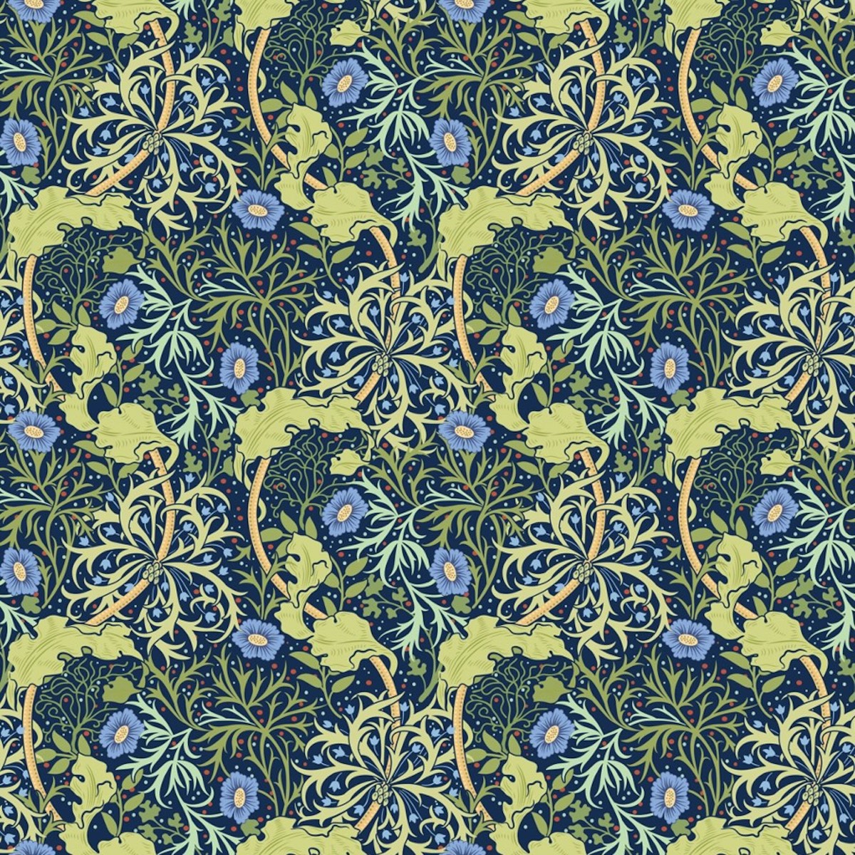 1036 - Seaweed Wallpaper - Blue-Green - Morris Collections