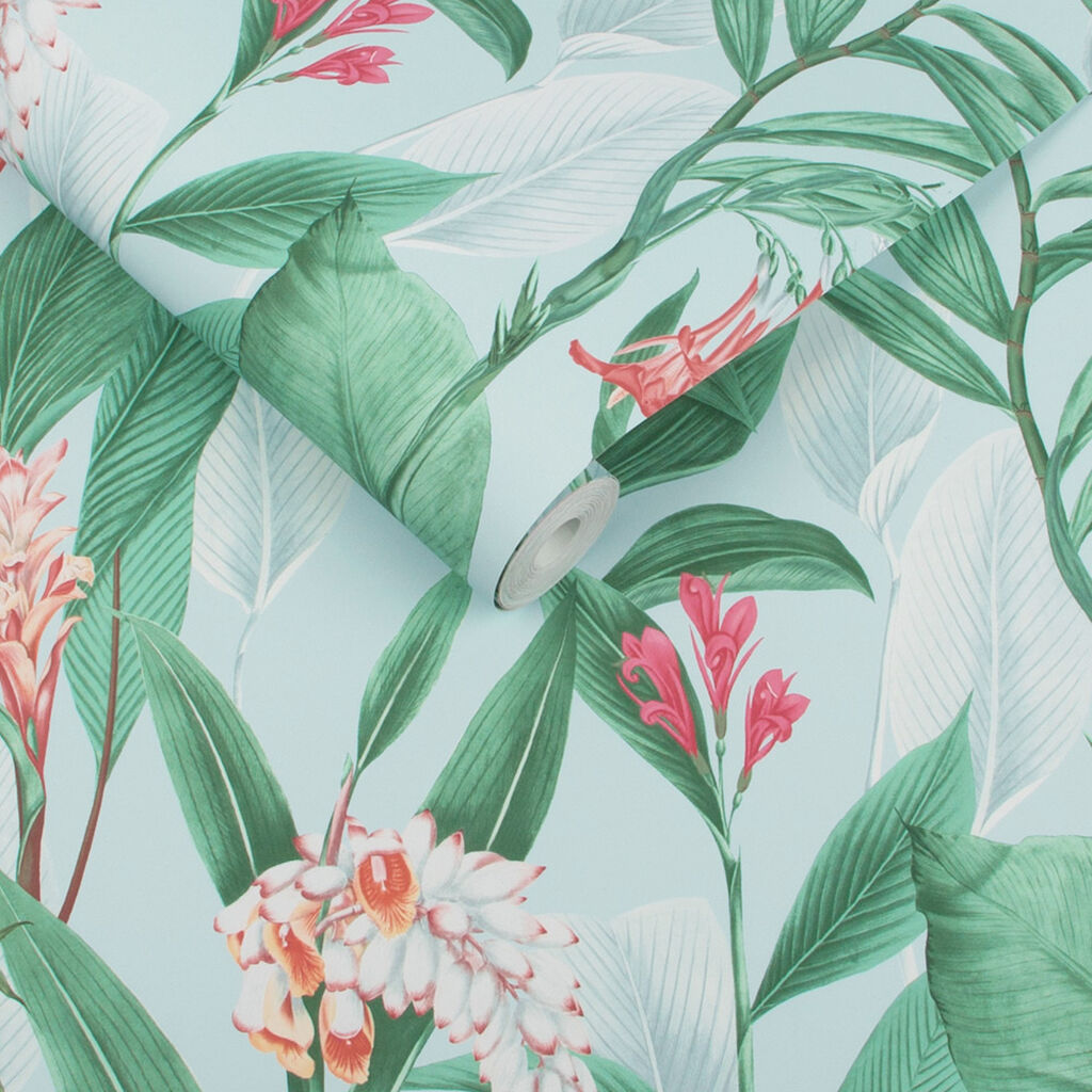 103800 - Botanical Wallpaper - Duck Egg - Graham & Brown