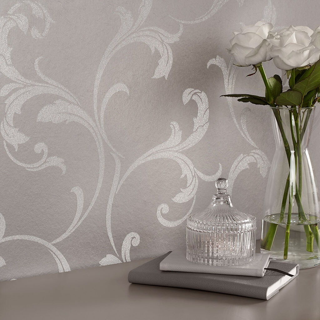 103817 - Baroque Bead Wallpaper - Platinum - Graham & Brown