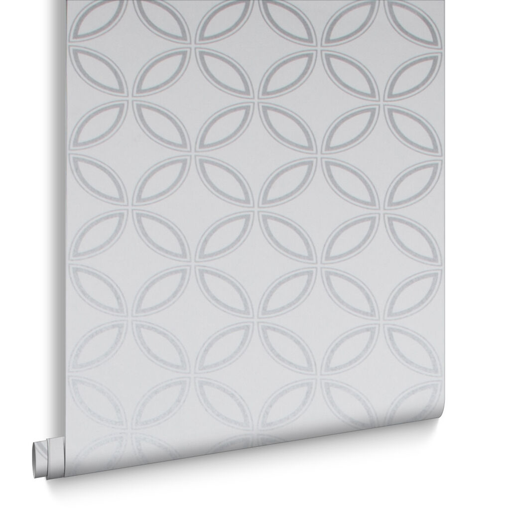 104067 - Eternity Wallpaper - White & Silver - Graham & Brown