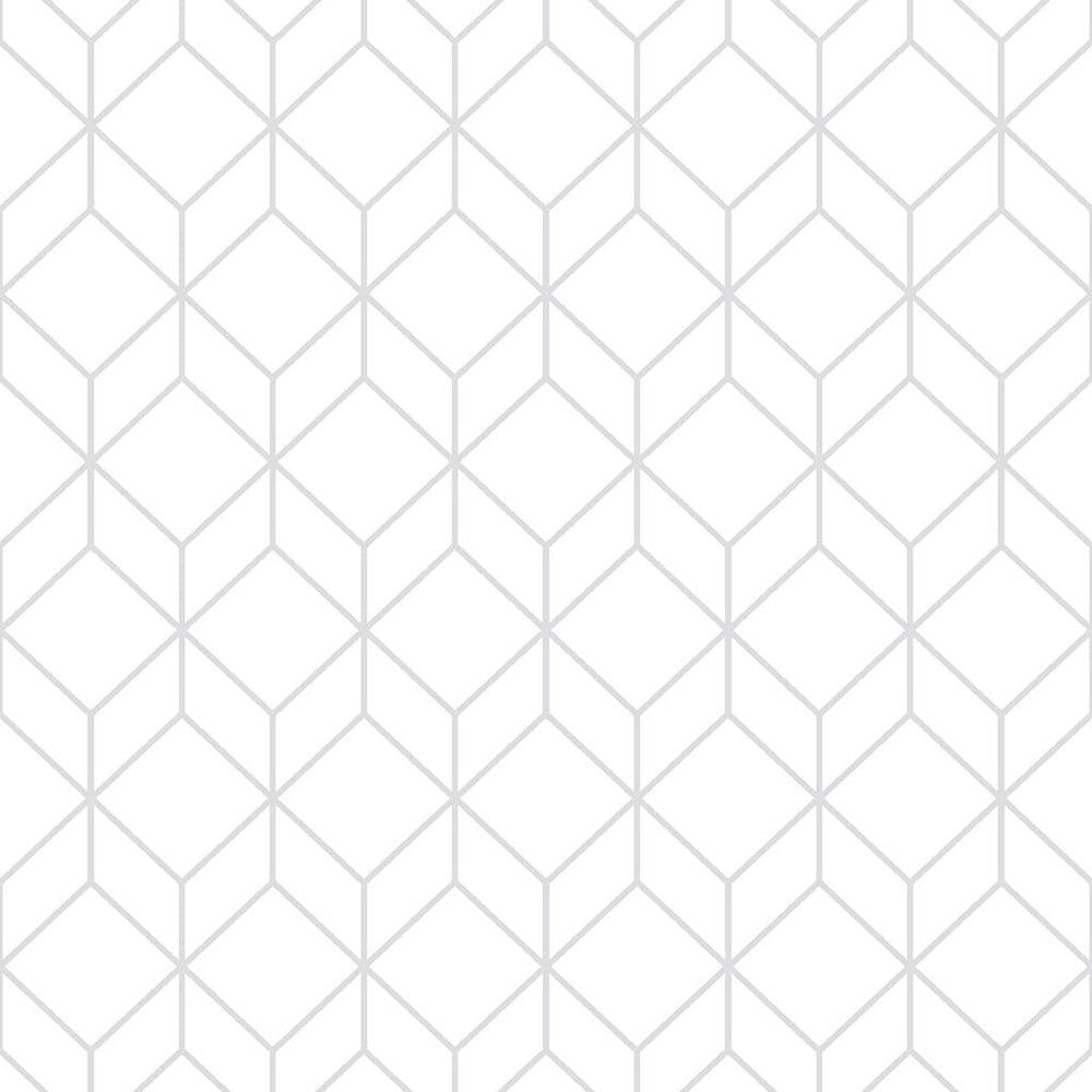 104121 - Myrtle Geo Wallpaper - White & Silver - Superfresco Easy