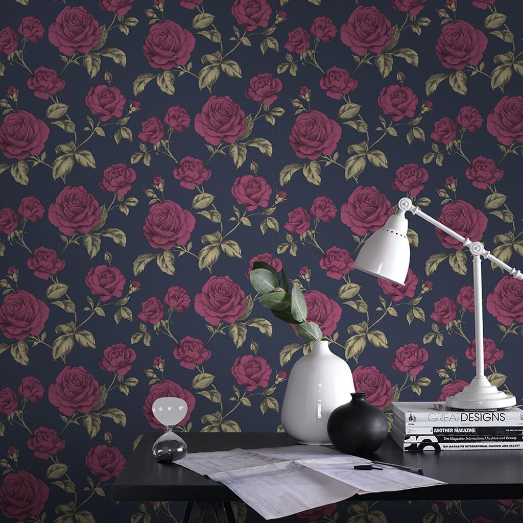 104135 - Countess Wallpaper - Navy - Boutique Luxury