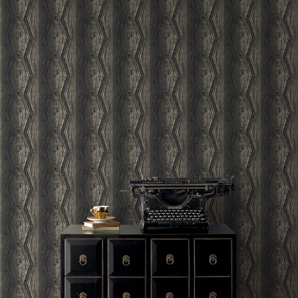 104153 - Vermeil Stripe Wallpaper - Charcoal - Boutique Luxury