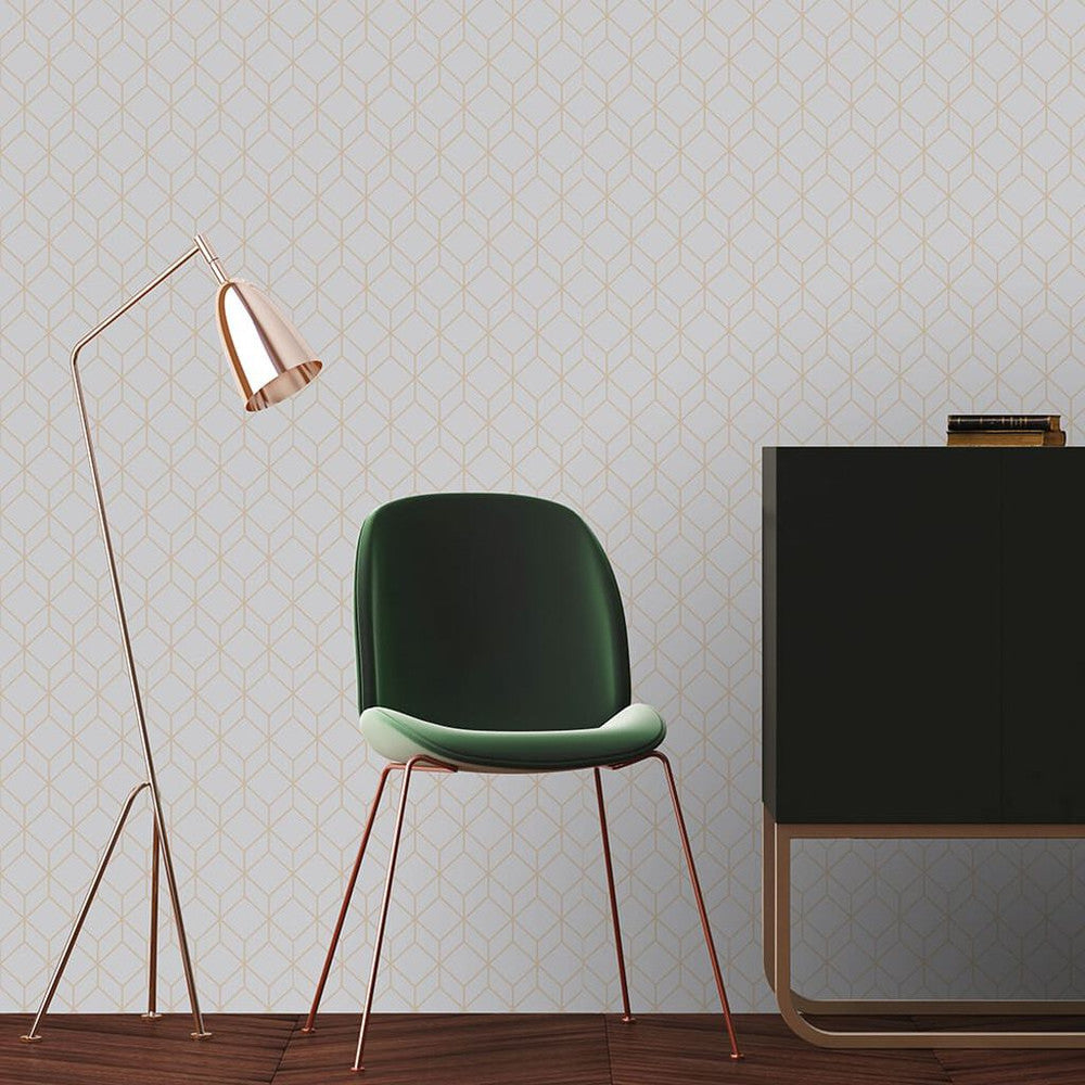 104158 - Myrtle Geo Wallpaper - Grey - Superfresco Easy