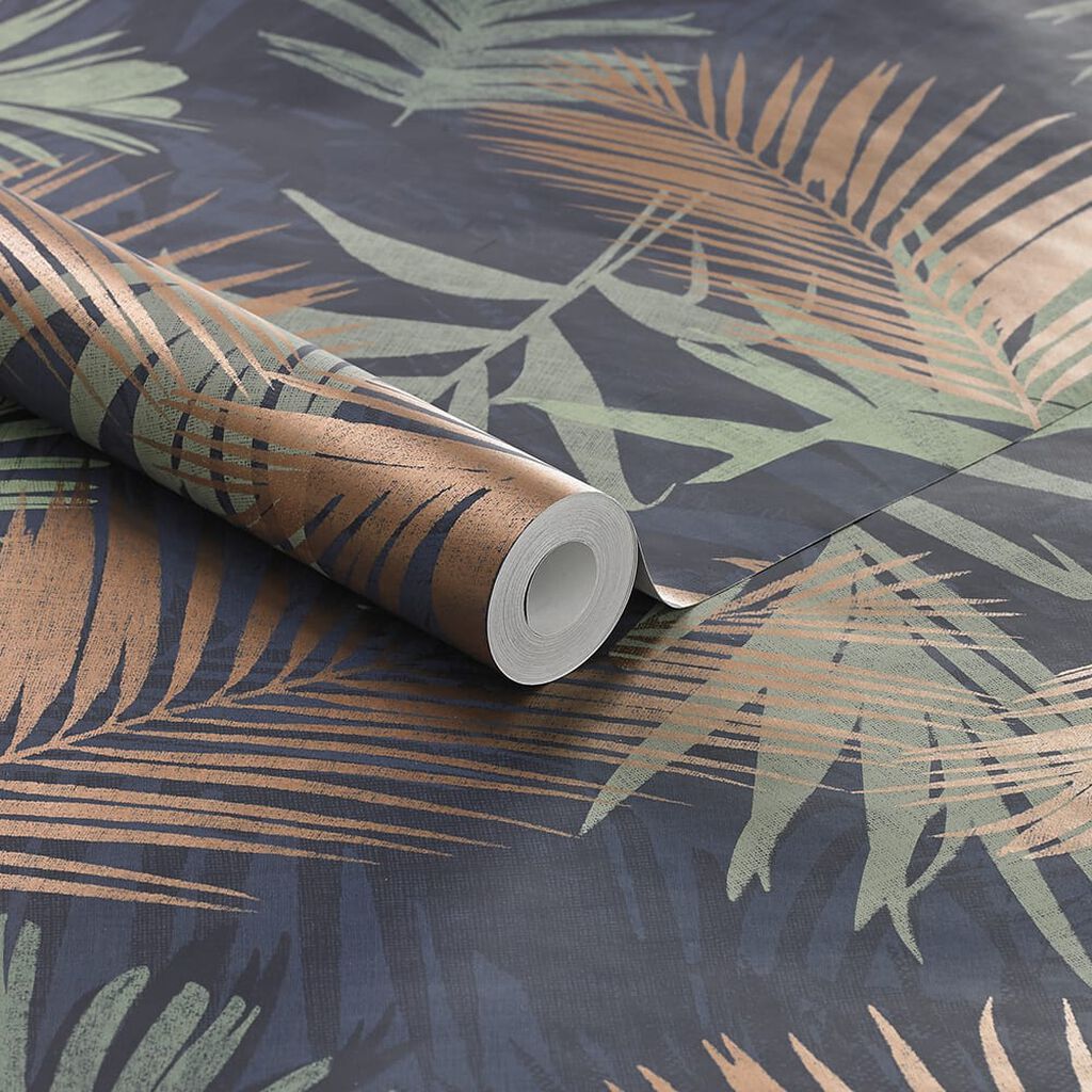 104264 - Jungle Glam Wallpaper - Blue & Green - Boutique Luxury