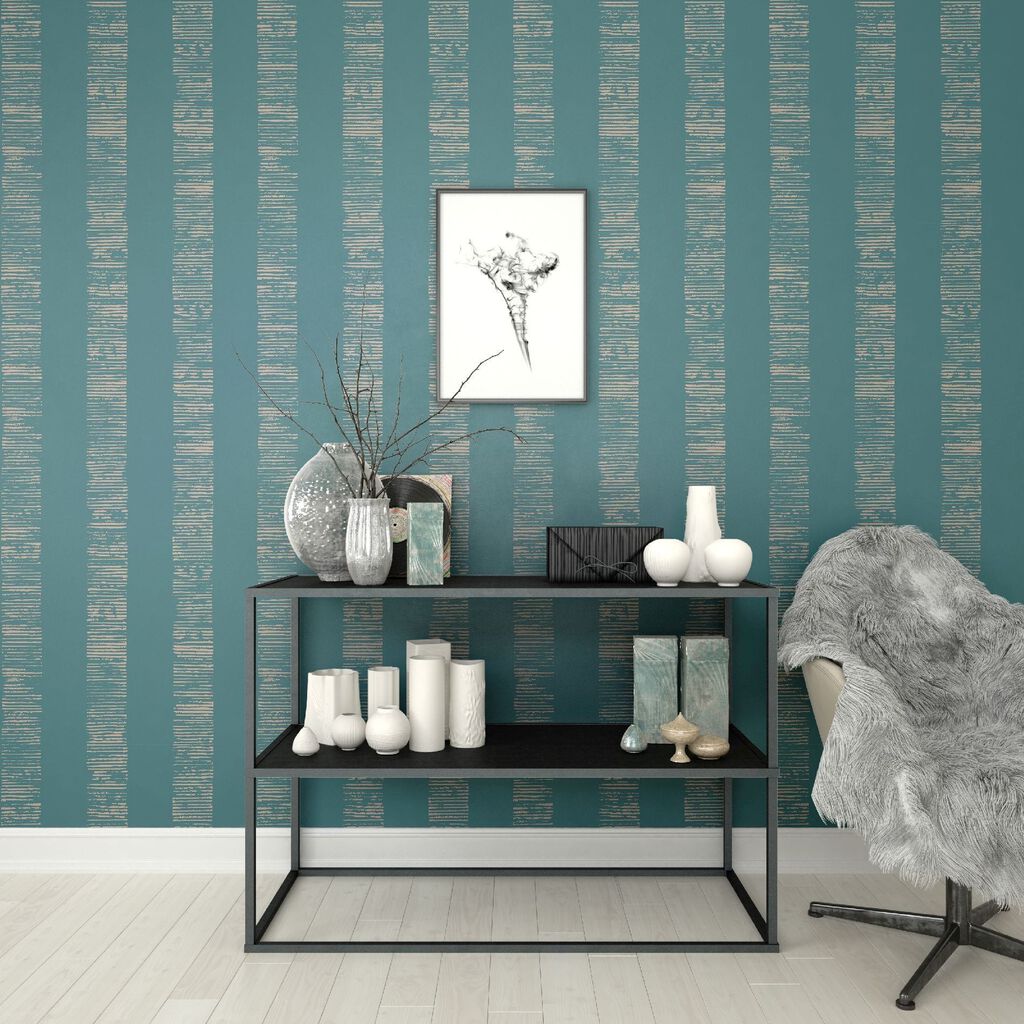104268 - Mara Stripe Wallpaper - Turquoise - Boutique Luxury