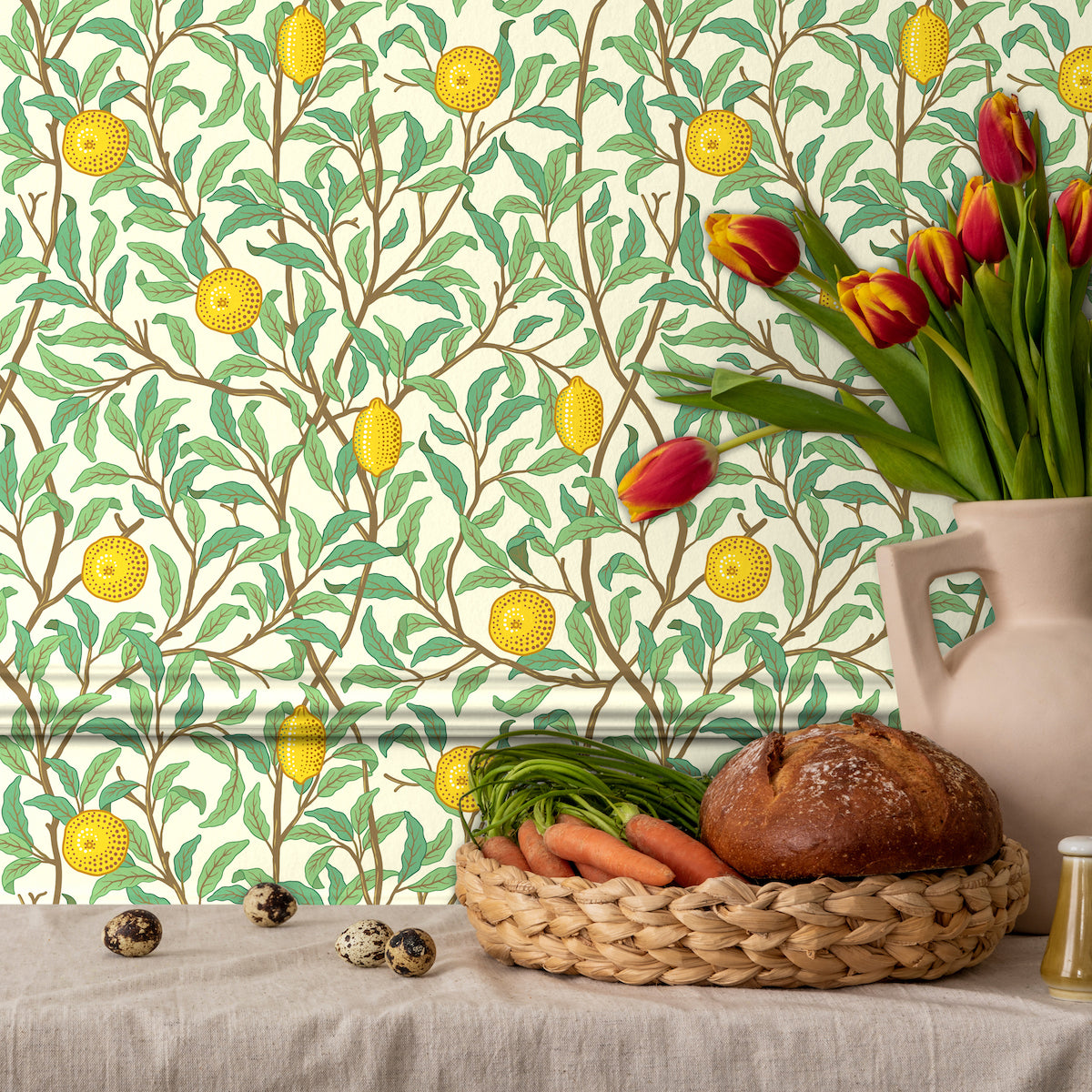 1044 - Lemon Tree Wallpaper - Porcelain - Morris Collections