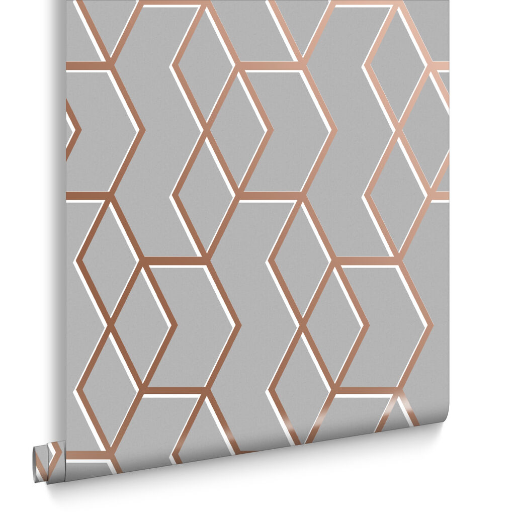 104734 - Archetype Wallpaper - Grey Rose Gold - Graham & Brown