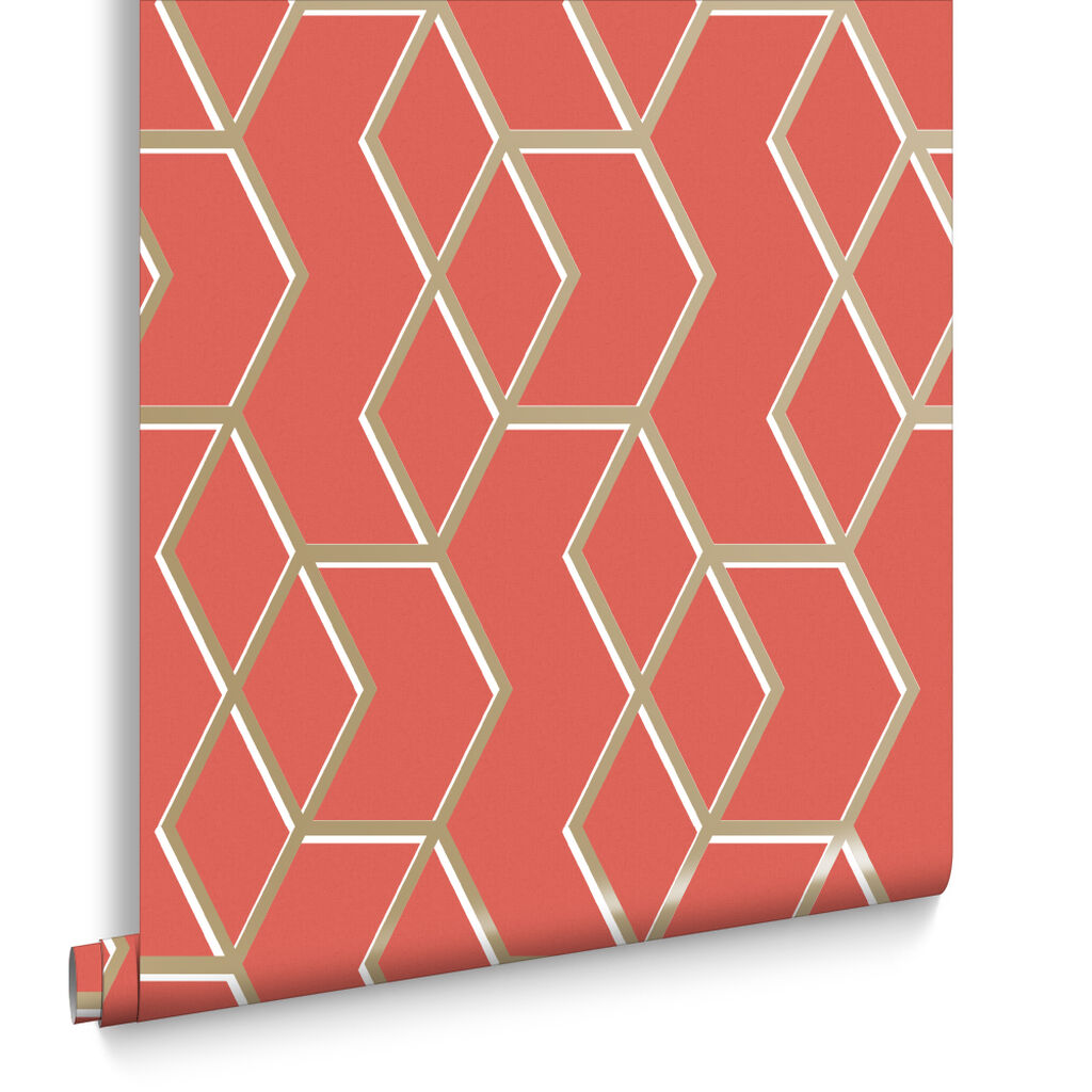 104736 - Archetype Wallpaper - Coral & Gold - Graham & Brown