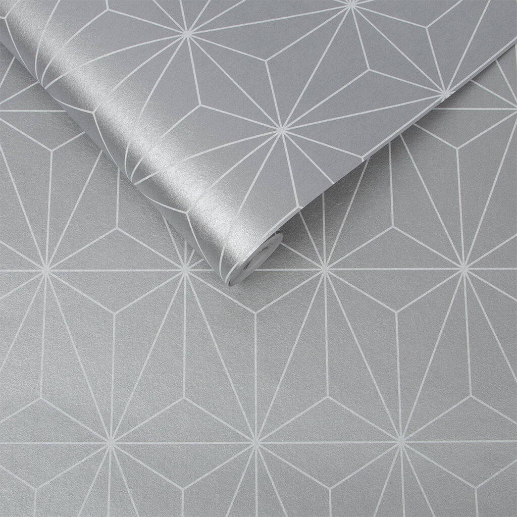104740 - Prism Wallpaper - Silver - Graham & Brown