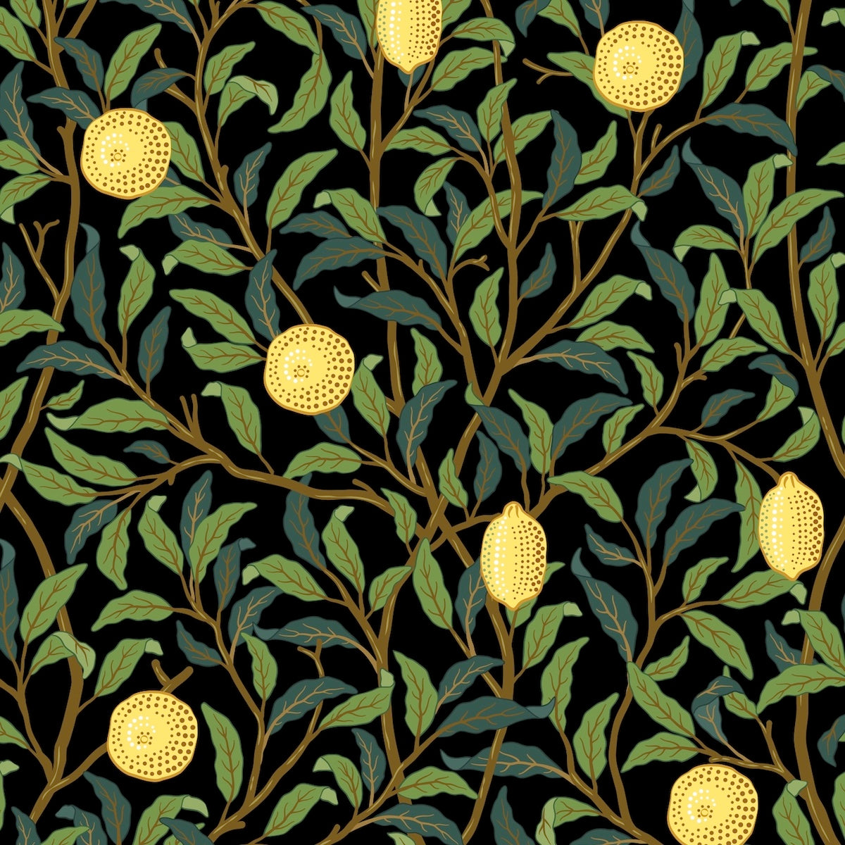 1047 - Lemon Tree Wallpaper - Twilight Blue - Morris Collections