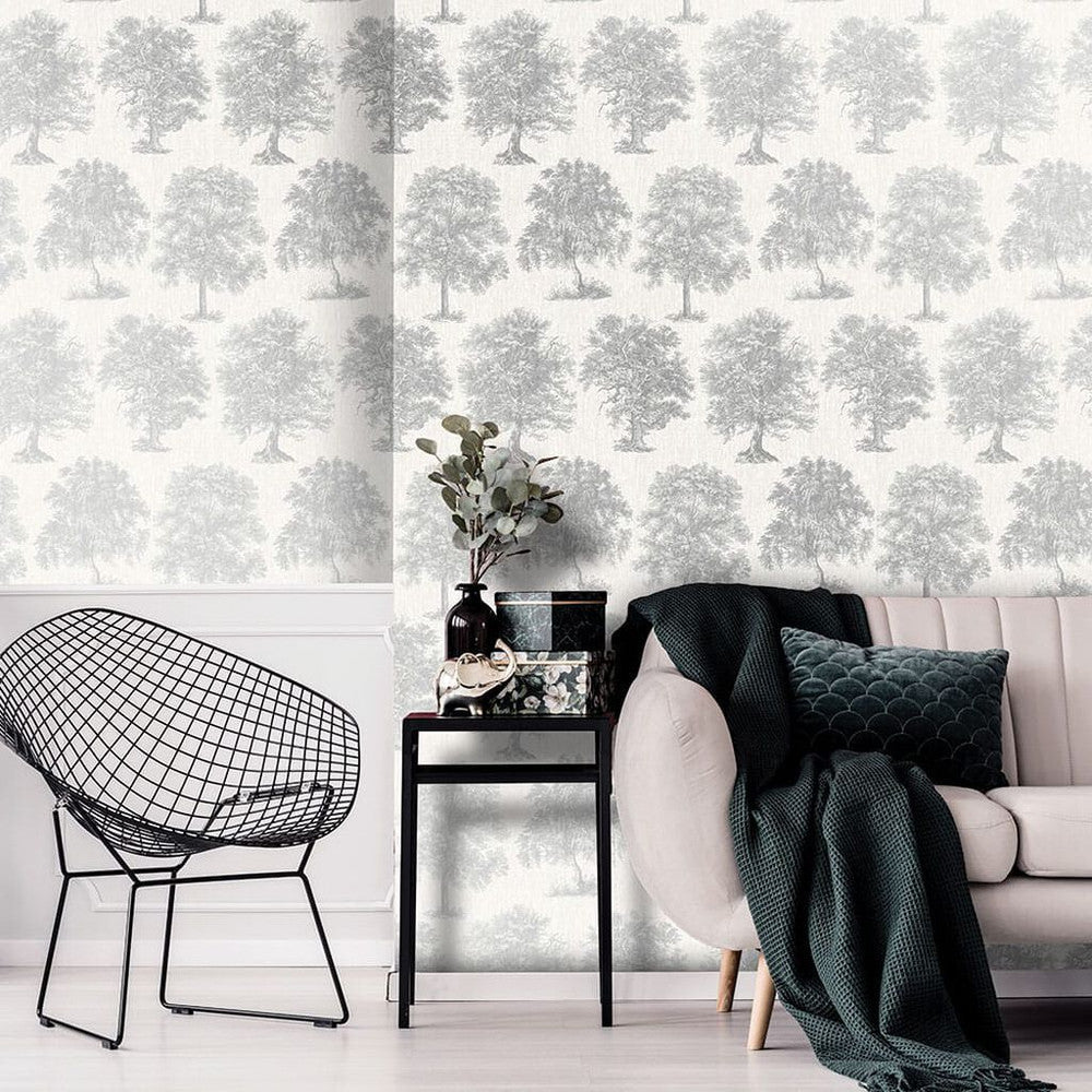 104876 - Enchanted Tree Wallpaper - Silver - Superfresco Easy