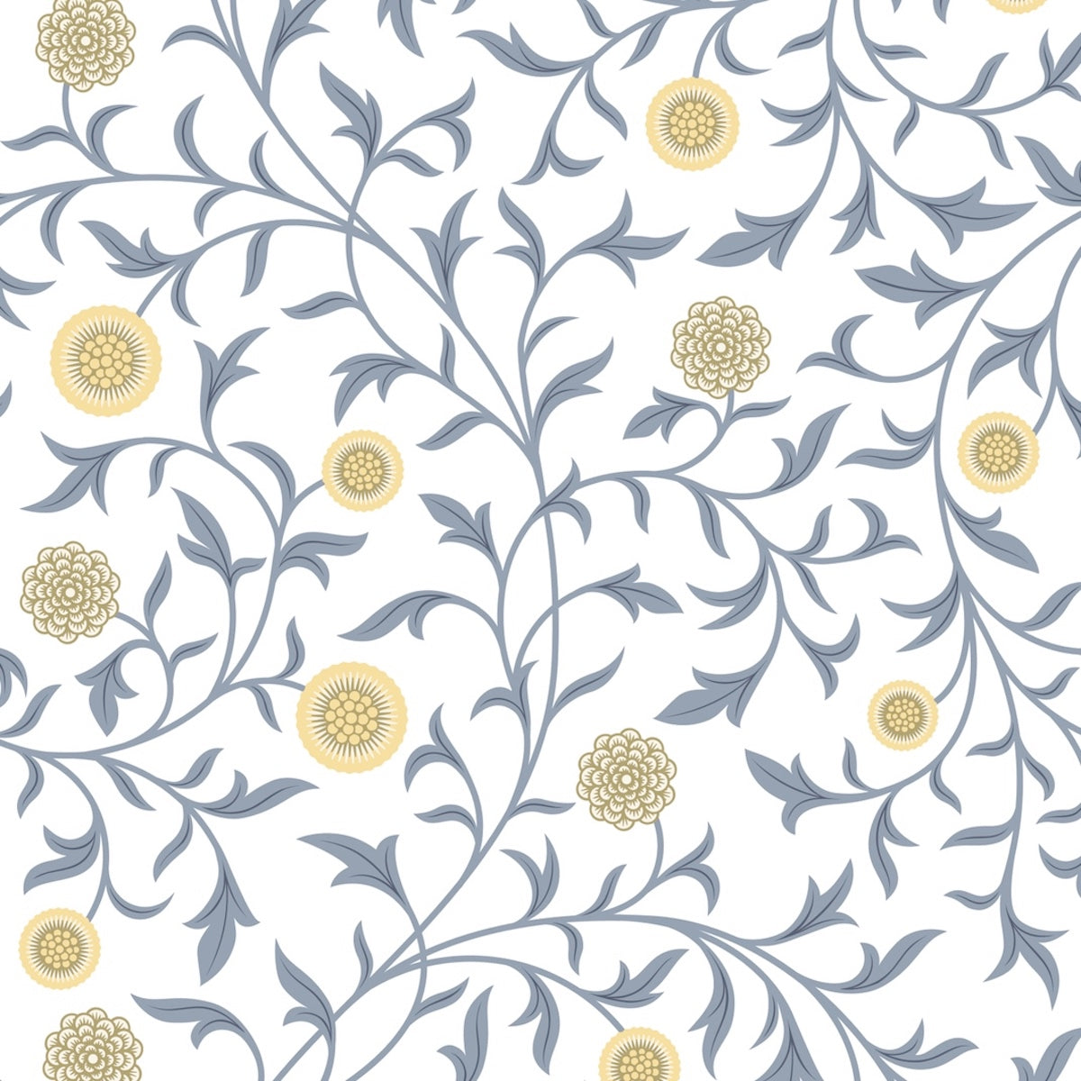 1049 - Scroll Wallpaper - White - Morris Collections