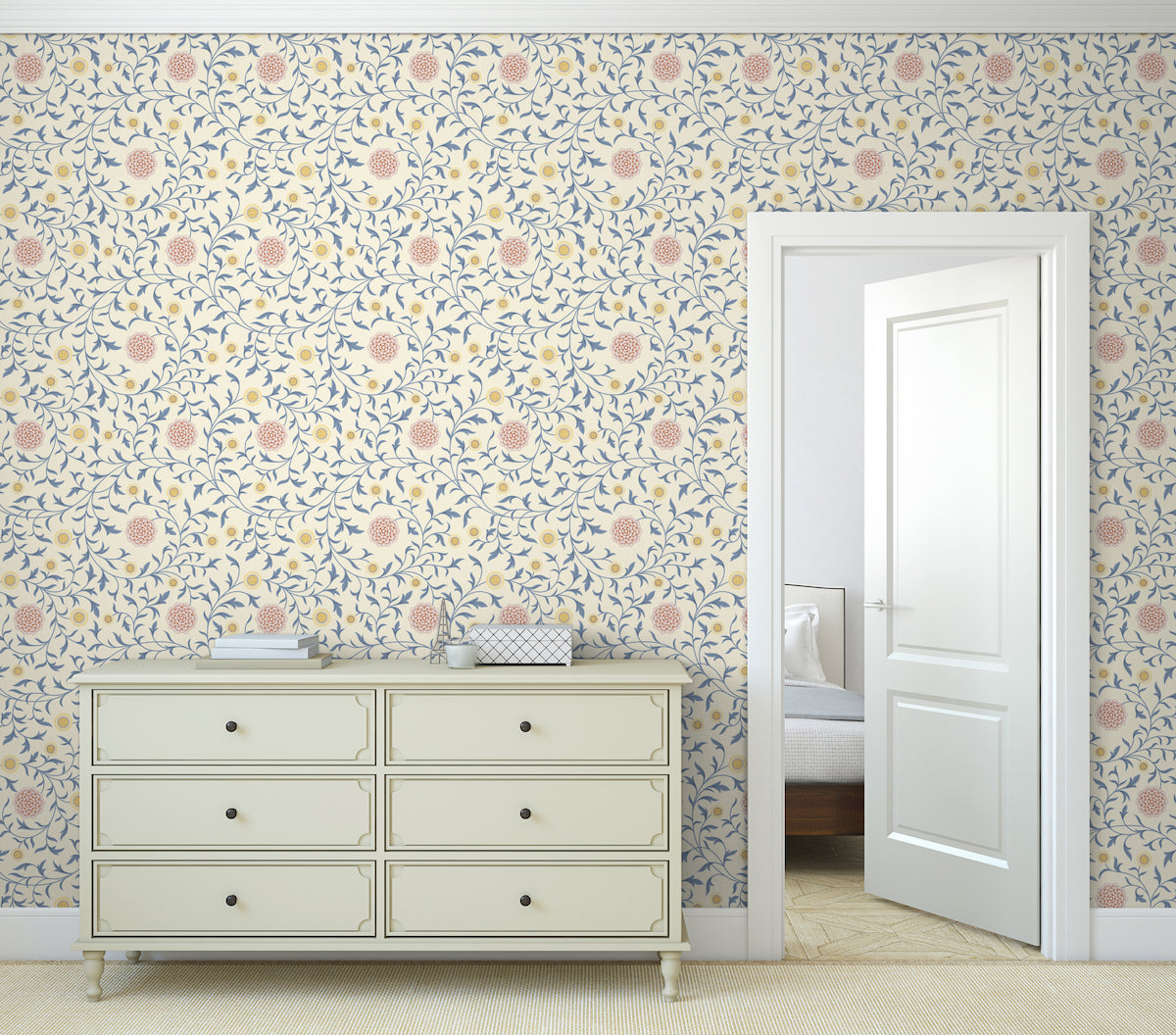 1050 - Scroll Wallpaper - Cream - Morris Collections