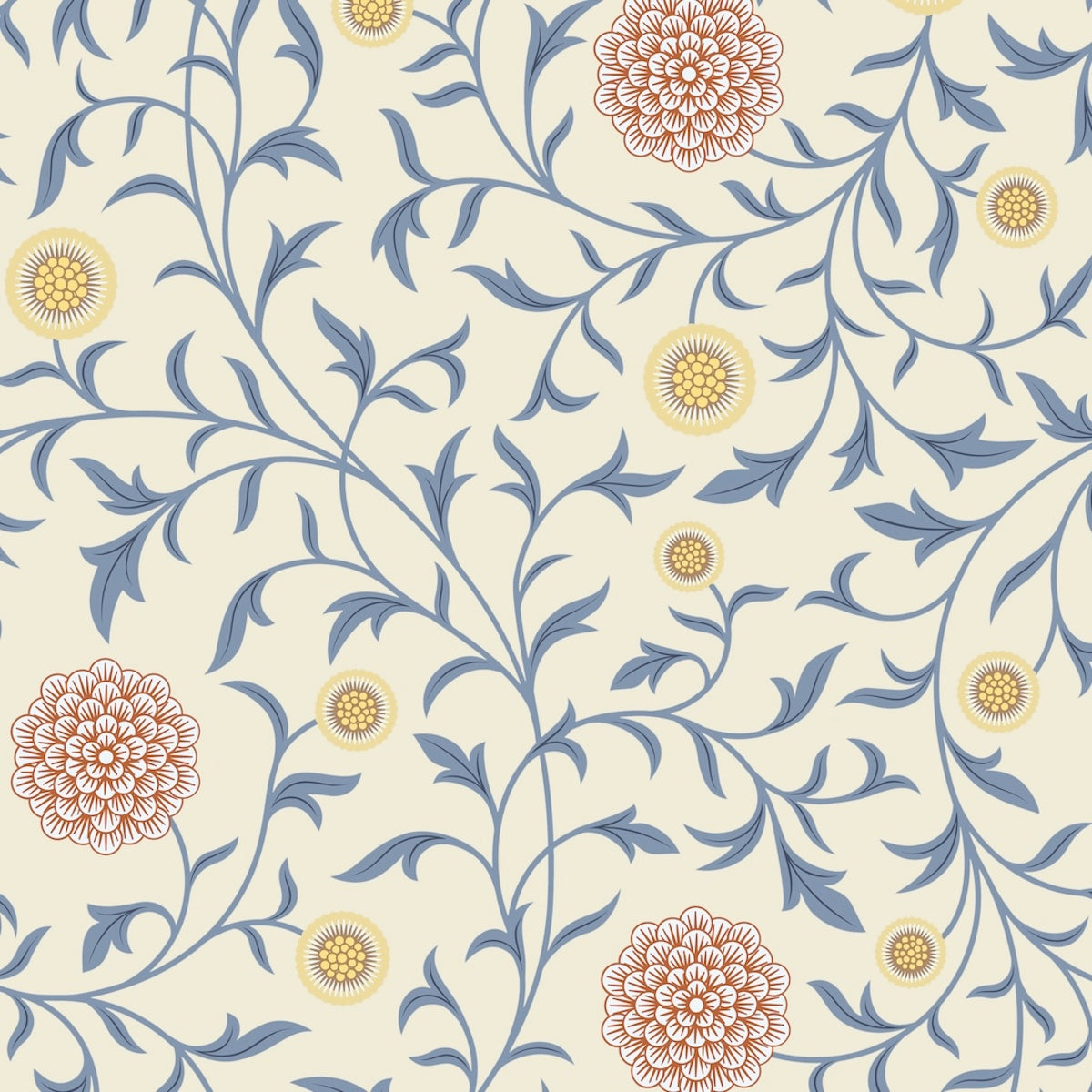 1050 - Scroll Wallpaper - Cream - Morris Collections
