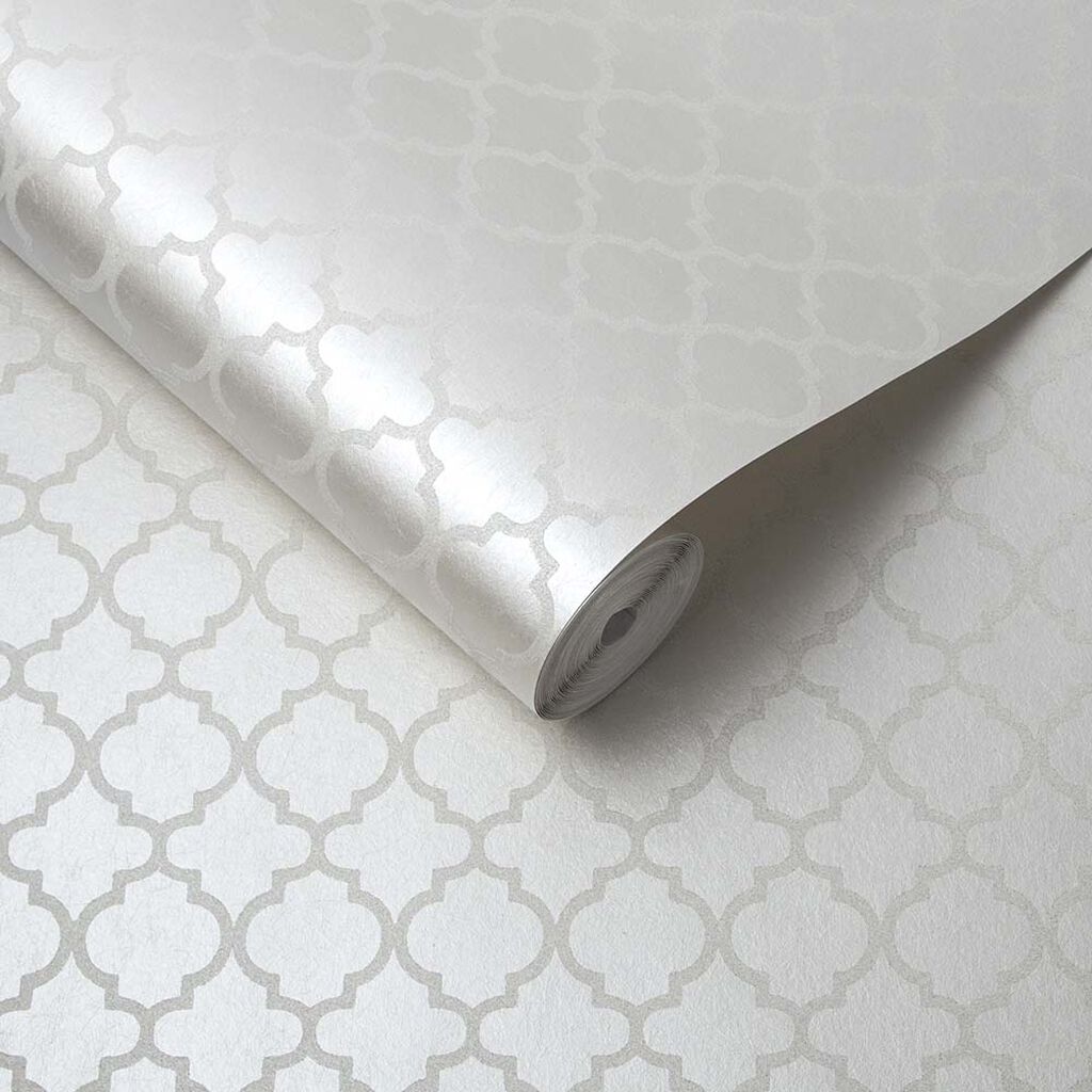 105125 - Trelliage Bead Wallpaper - Pearl - Graham & Brown