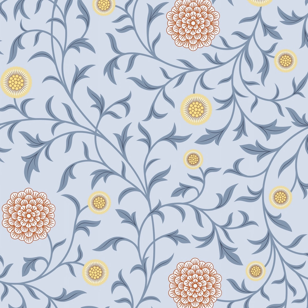 1051 - Scroll Wallpaper - Sky Blue - Morris Collections