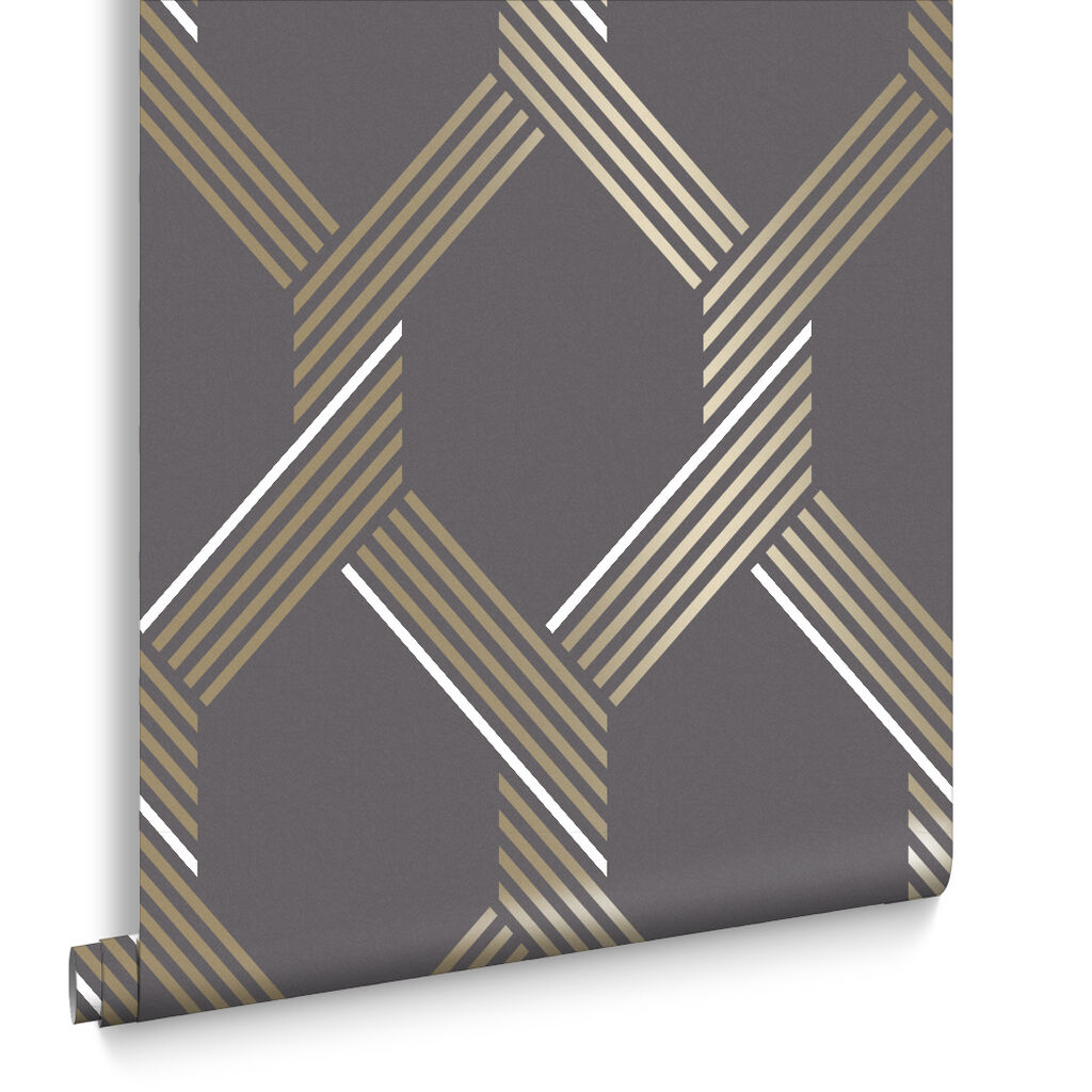 105469 - Vector Wallpaper - Graphite Gold - Graham & Brown