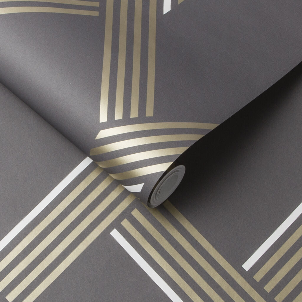 105469 - Vector Wallpaper - Graphite Gold - Graham & Brown