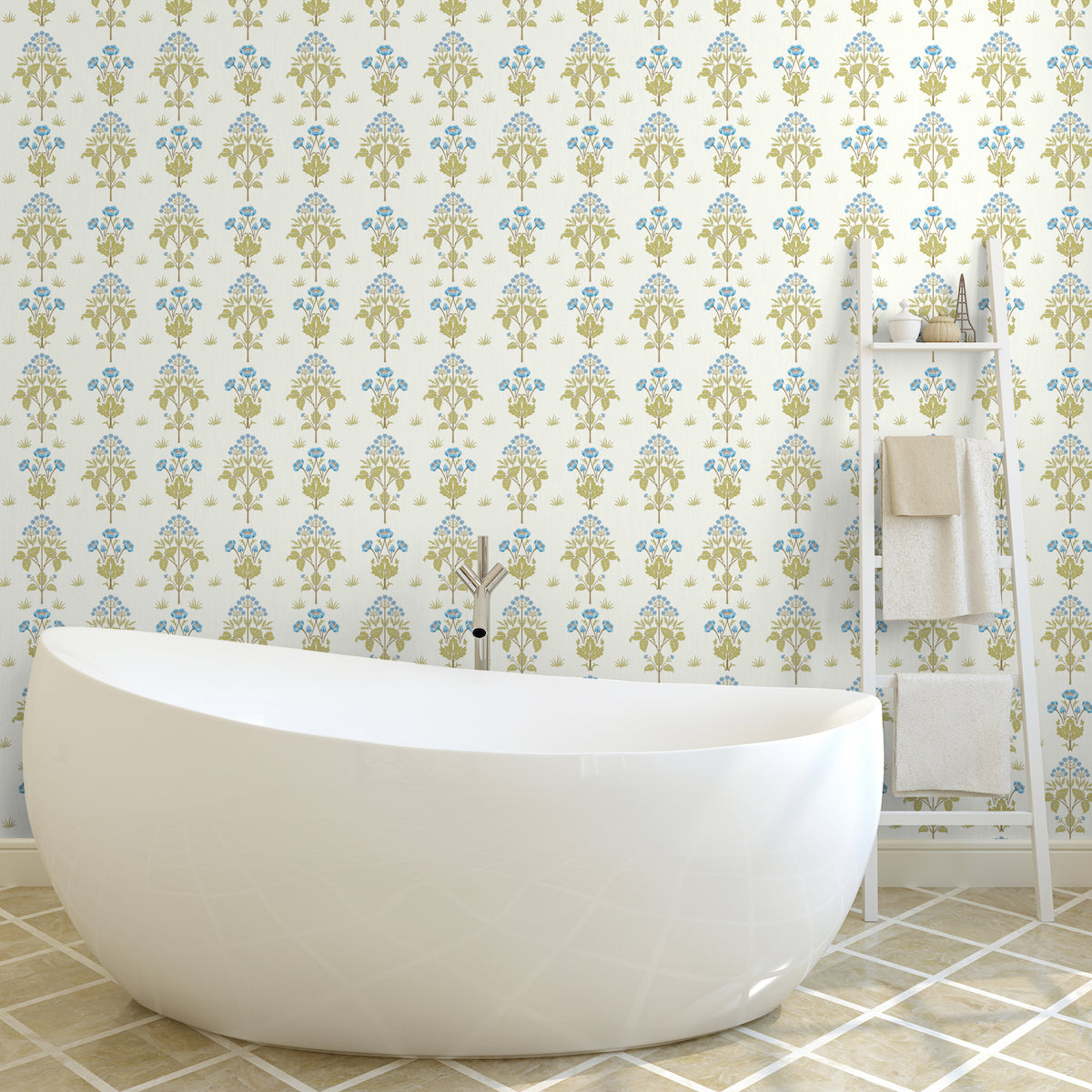1056 - Meadow Sweet Wallpaper - Blueberry - Morris Collections