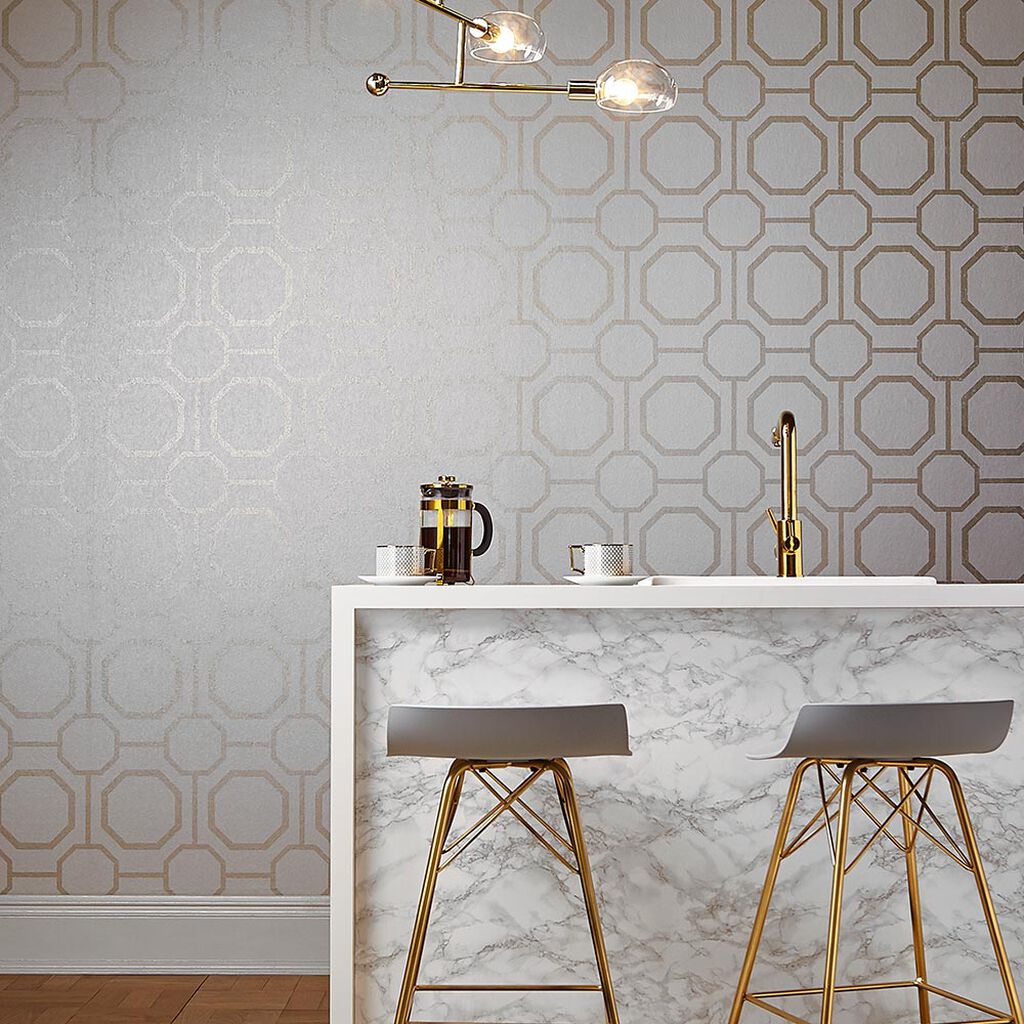 105770 - Sashiko Wallpaper - Pearl - Graham & Brown