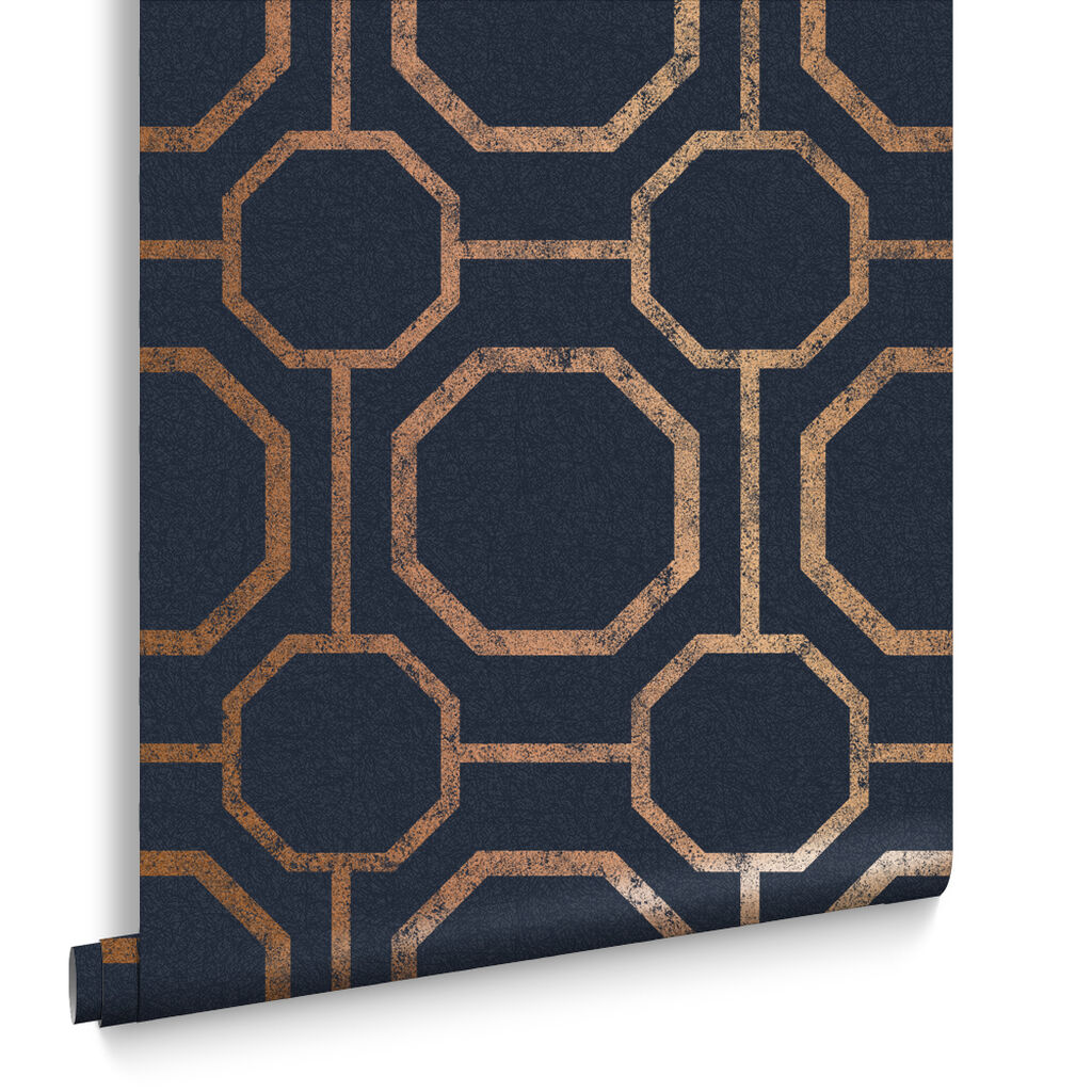 105772 - Sashiko Wallpaper - Navy - Graham & Brown