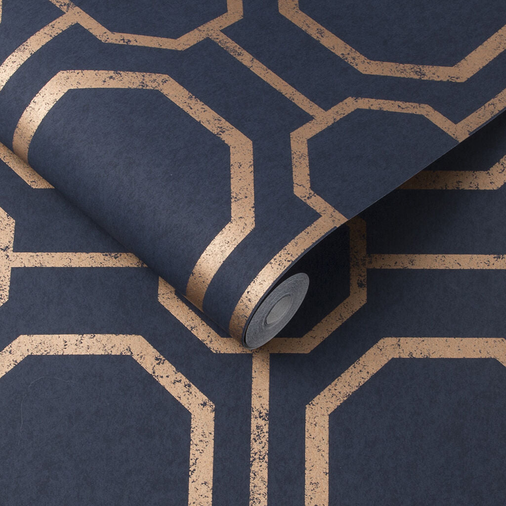105772 - Sashiko Wallpaper - Navy - Graham & Brown