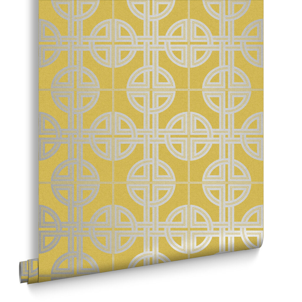105781 - Asian Lattice Wallpaper - Saffron - Graham & Brown