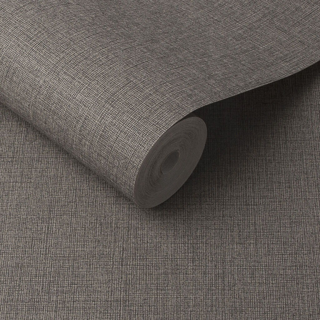 105855 - Linen Wallpaper - Chocolate - Graham & Brown