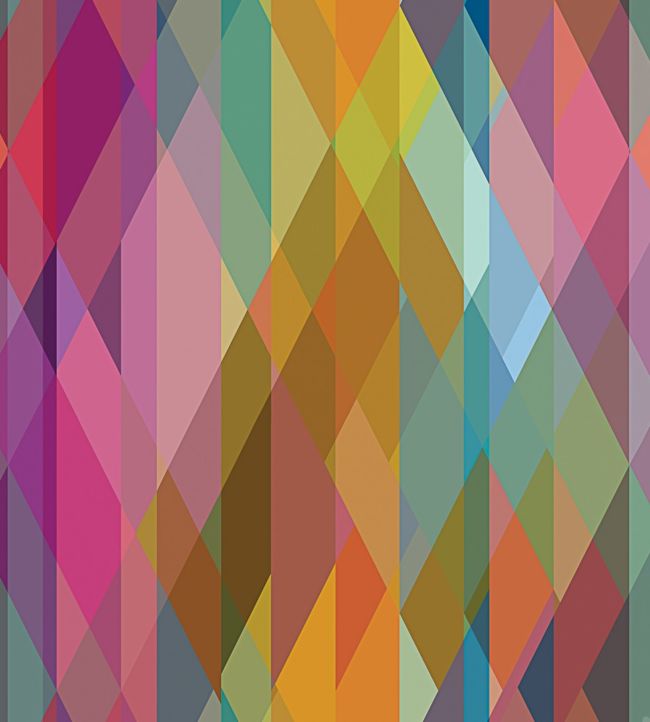 105/9040 - Prism Geometric II Wallpaper - Bright Multi on Fuchsia - Cole & Son