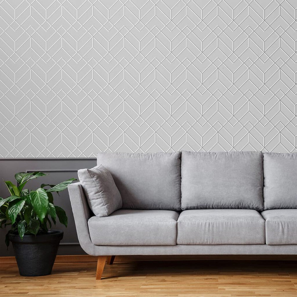 106155 - Losanges Filaires Wallpaper - Silver - Superfresco Easy