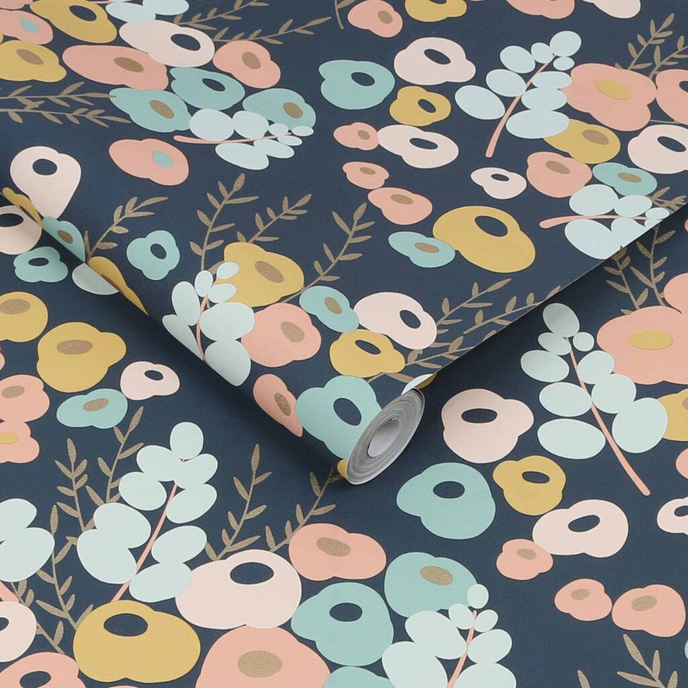 106177 - Lily Wallpaper - Navy - Superfresco Easy
